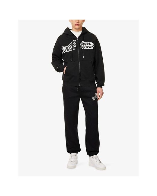 Avirex Black Appliqué-Script Cotton Jogging Bottoms for men