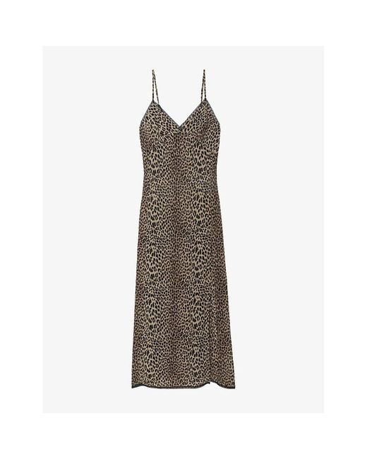Zadig & Voltaire Brown Ramelil Leopard-Print Woven Midi Dress