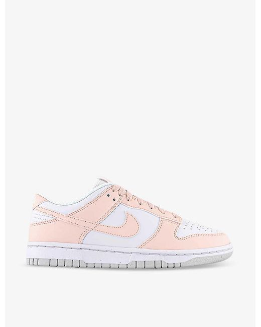 Nike Pink Dunk Low Panelled Leather And Woven Low-top Trainers
