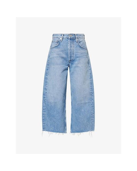 Citizens of Humanity Blue Ayla Raw-Hem Crop Denim Jeans