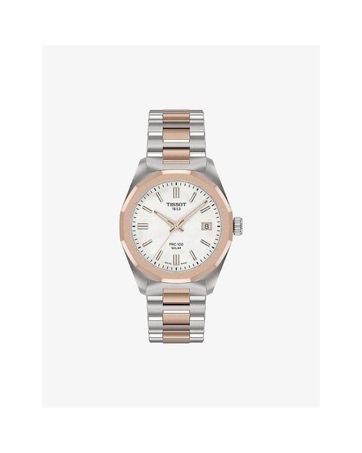 Tissot Metallic Prc 100 Solar 34Mm-Plated Stainless Steel Quartz Watch for men