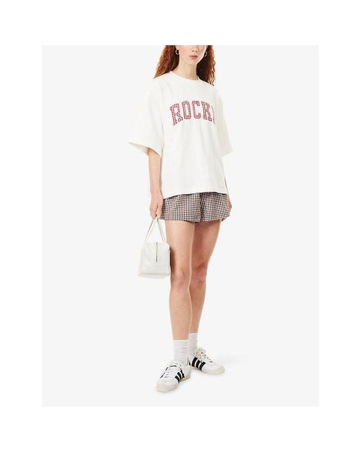 Ru & Rocka Pink Gaia Gingham Cotton Mini Shorts