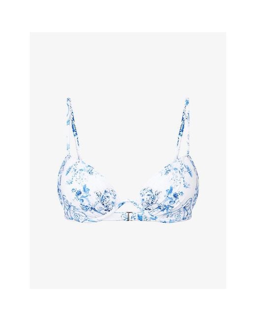 Camilla Blue Moulded-Cup Bikini Top