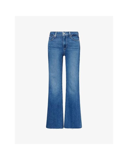 PAIGE Blue Laurel Canyon High-Rise Raw Hem Denim Jeans