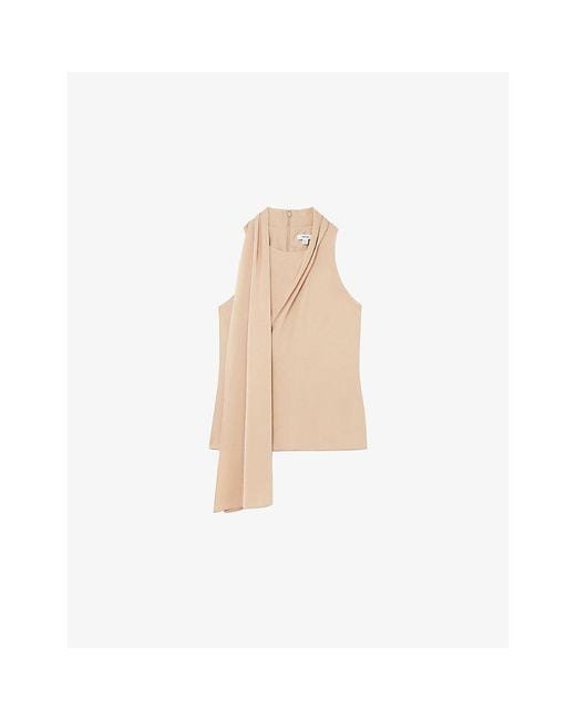 Reiss Natural Taylor Scarf-Detail Crepe Top