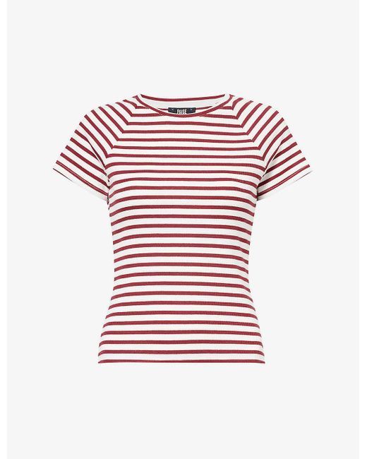 PAIGE Red Bijou Striped Slim-fit Stretch-woven T-shirt