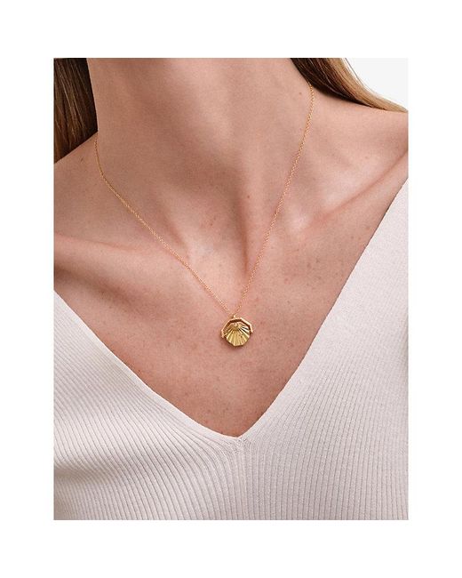 Astley Clarke Metallic Celestial Sunrise Spinner 18Ct- Plated Sterling- And Sapphire Locket Necklace