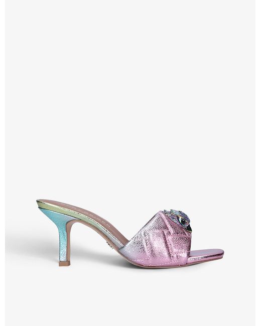 Kurt Geiger Kensington Ombre Quilted Metallic Leather Mules in Pink ...