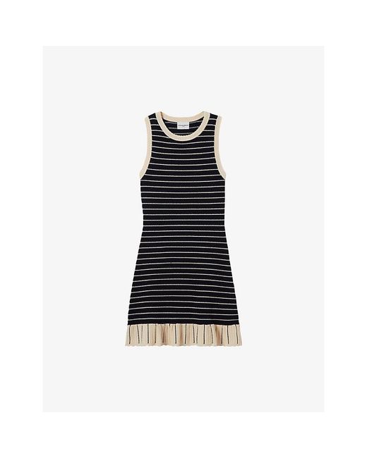 Claudie Pierlot Blue Striped Sleeveless Knitted Mini Dress