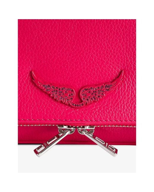 Zadig & Voltaire Pink Rock Grained Leather Clutch