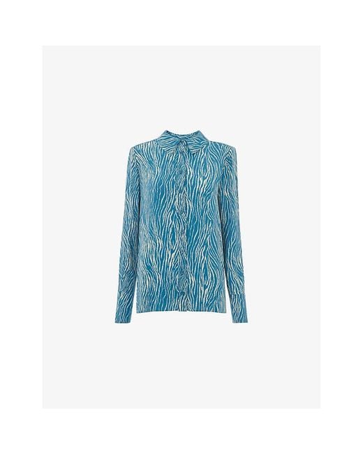 Whistles Blue Zebra-Print Button-Through Woven Shirt