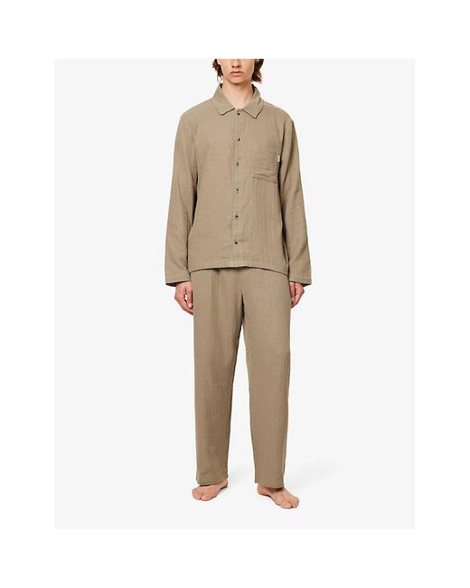 Calvin Klein Natural Brand-patch Cotton Pyjamas for men