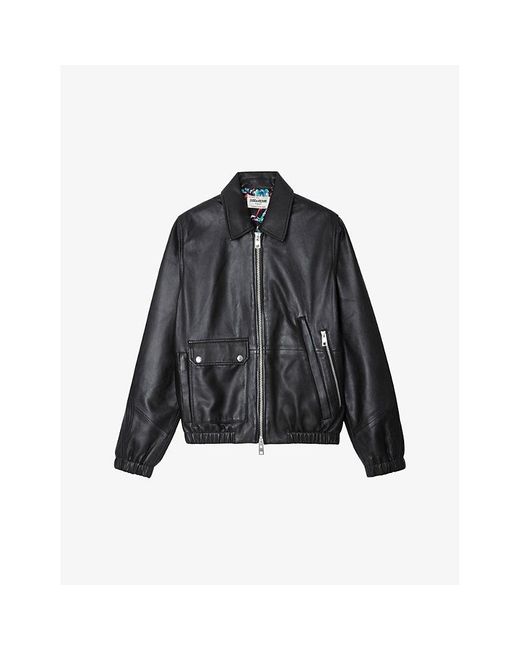 Zadig & Voltaire Black Lyssa Patch-pocket Leather Jacket