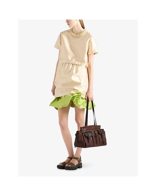 Prada Brown Route Large Leather Tote Bag