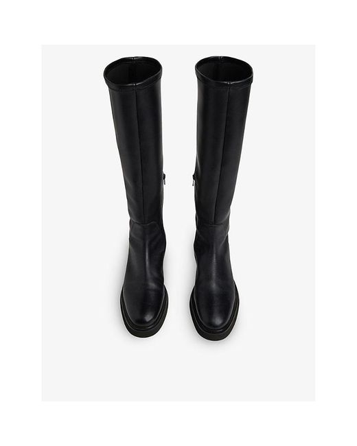 Whistles Black Knee-High Stretch Leather-Blend Boots
