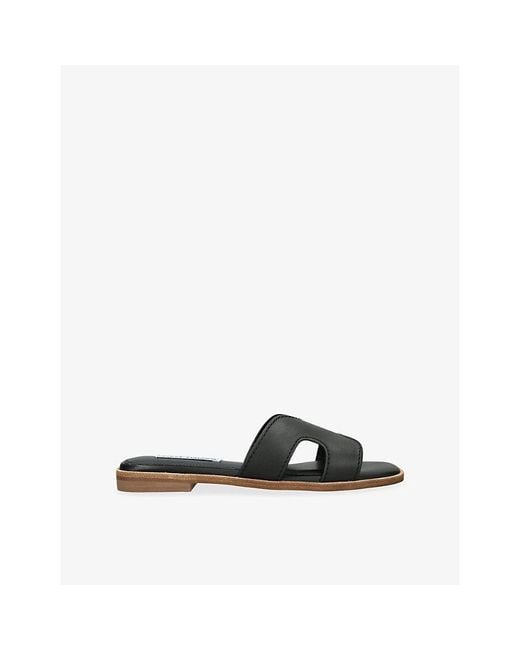 Steve Madden Black Bondst Leather Sandals