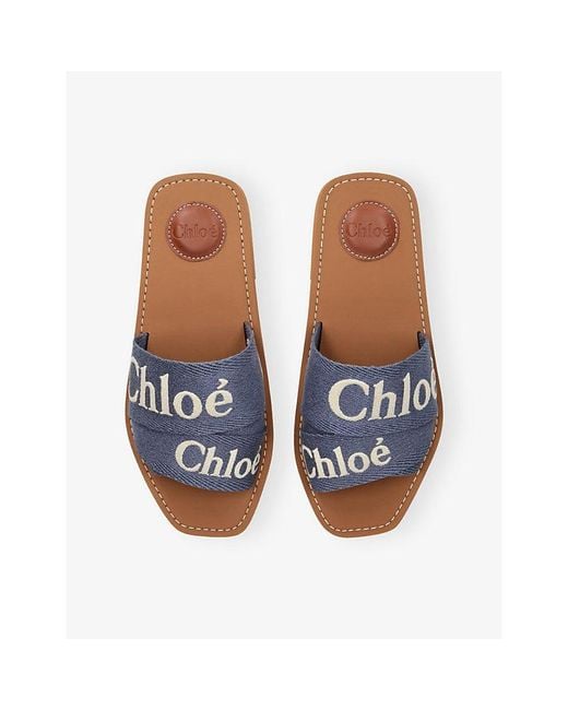 Chloé Blue Woody Canvas Sandals