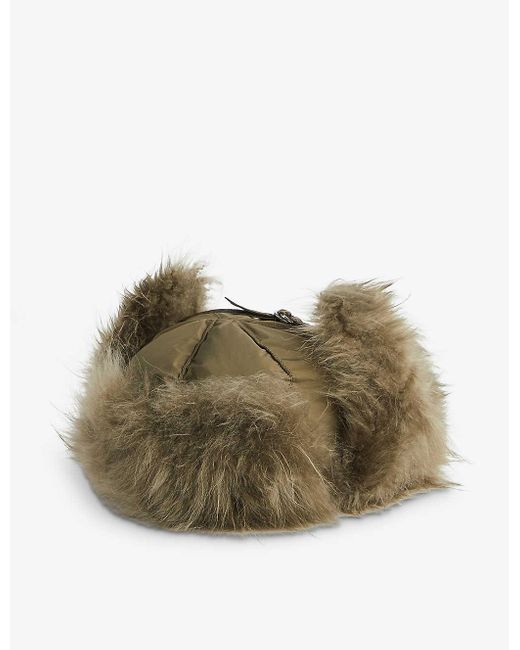 Yves Salomon Green Chapka Shearling And Shell-down Hat