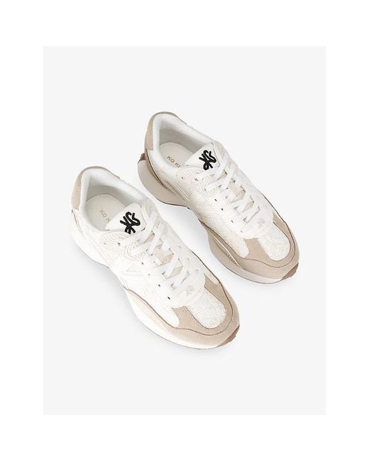 KG by Kurt Geiger White Lettie Suede And Lace Trainers