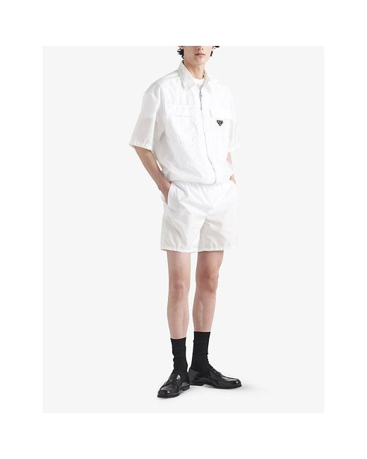 Prada White Re-nylon Oversized-fit Recycled-nylon Shirt for men