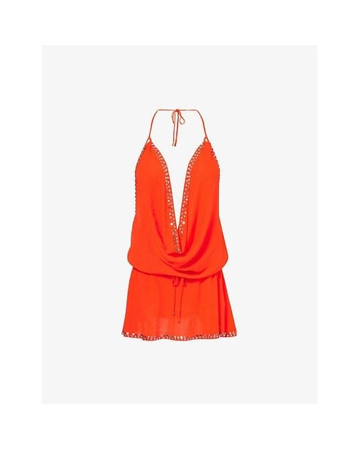 Jaded London Orange Tatiana Backless Woven Mini Dress