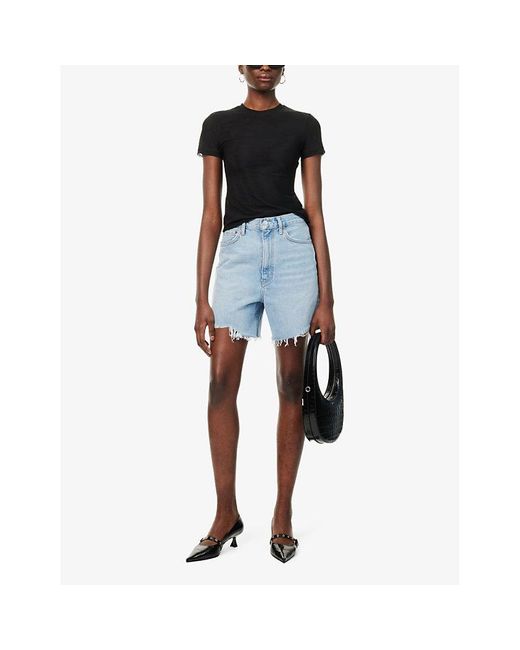 Agolde Blue Stella High-rise Organic And Recycled-cotton Denim Shorts