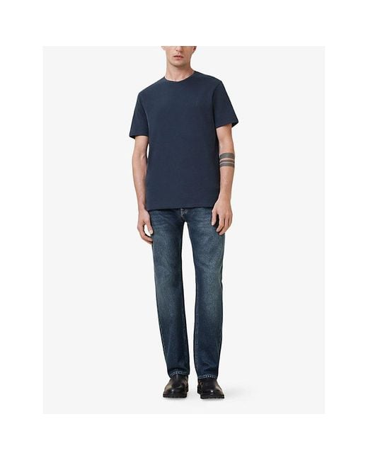 AllSaints Blue Brace Logo-Embroidered Cotton-Jersey T-Shirt for men