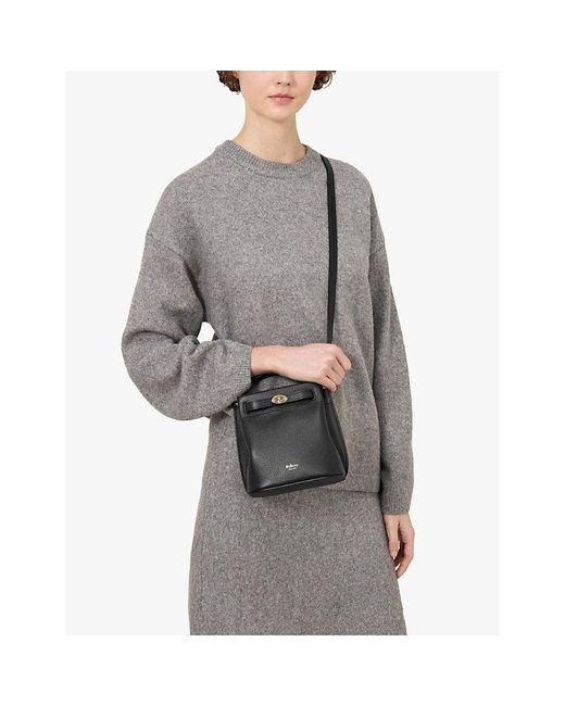 Mulberry Black Mini Islington Grained Leather Bucket Bag