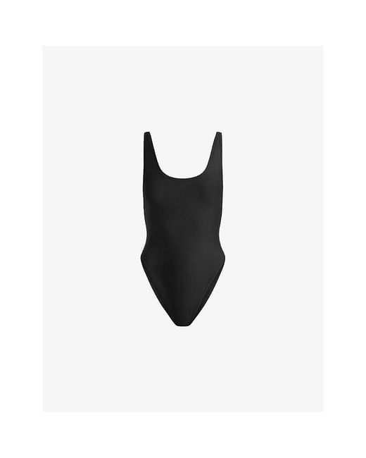 Skims Black Signature Swim Scoop-Neck Swimsuit
