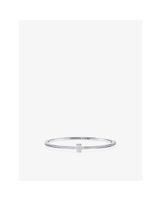 Tiffany & Co White Tiffany T 18Ct- And 0.31Ct Brilliant-Cut Diamond Bangle