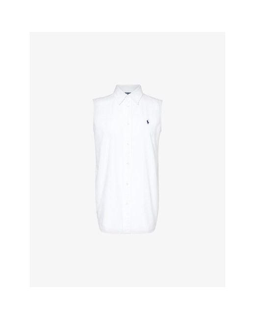 Polo Ralph Lauren White Logo-embroidered Cotton-poplin Shirt