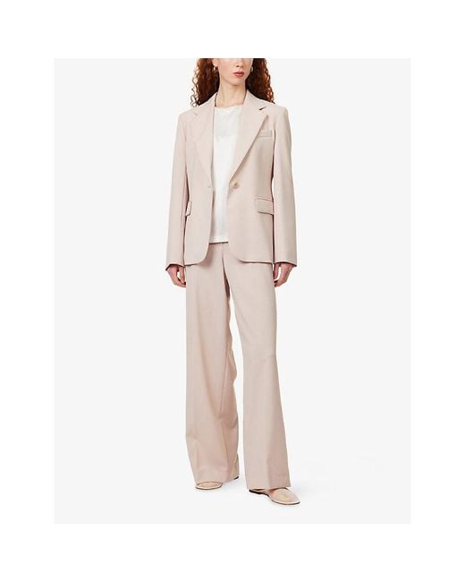 Weekend by Maxmara Natural Lamine Single-Breasted Wool Blazer