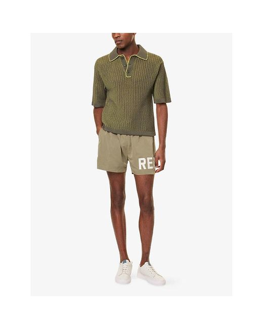 Represent Green Logo-Print Regular-Fit Swim Shorts for men