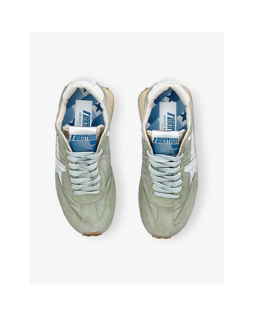 Golden Goose Deluxe Brand White Running Marathon Suede And Woven Trainers