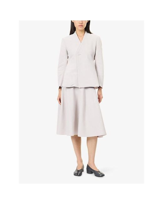 CFCL Pink Milan Collarless Flared Knitted Jacket