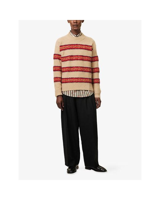Dries Van Noten Red Master Striped Alpaca And Wool-Blend Jumper for men