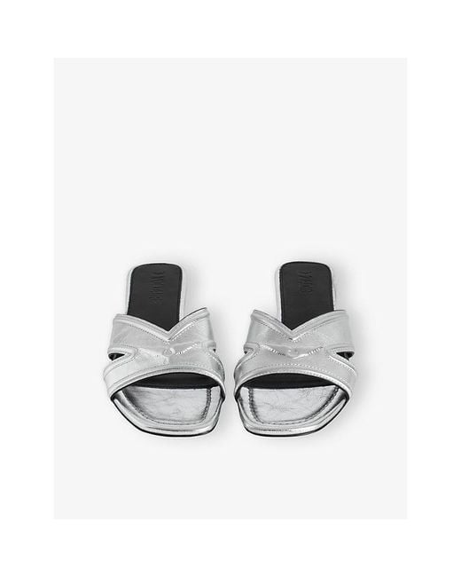 Zadig & Voltaire White Azora Metallic-Leather Mules