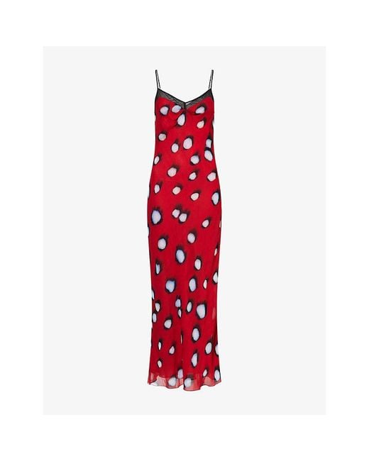 Rat & Boa Red Mara Graphic-Pattern Woven Maxi Dress