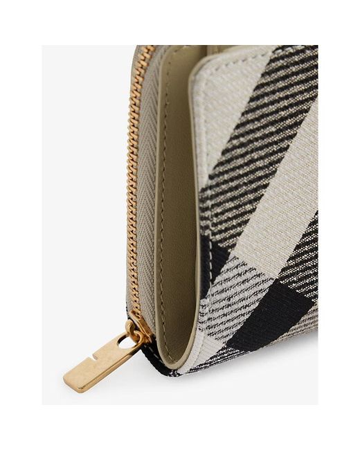 Burberry Gray Compact Check-print Woven-blend Wallet