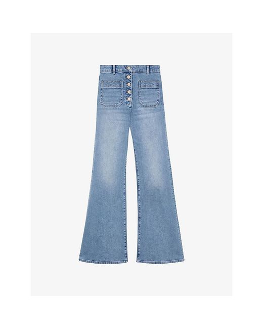 Reiss Blue Cali Flared Stretch-Denim Jeans