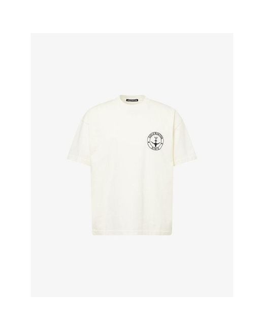 Cole Buxton White Crewneck Logo-Print Cotton T-Shirt for men