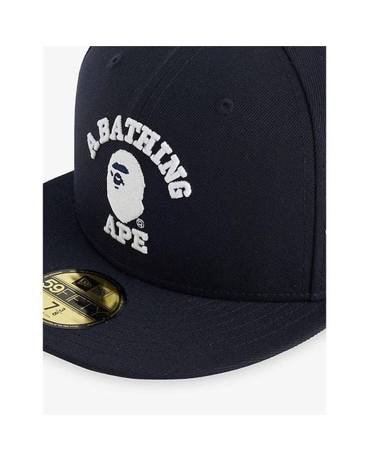A Bathing Ape Blue 59Fifty Embroidered-Logo Woven Baseball Cap for men