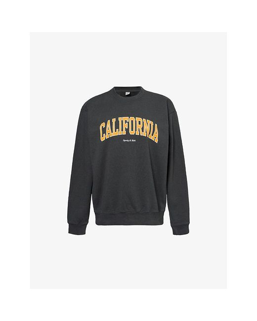 Sporty & Rich Black California Brand-print Cotton-blend Sweatshirt X