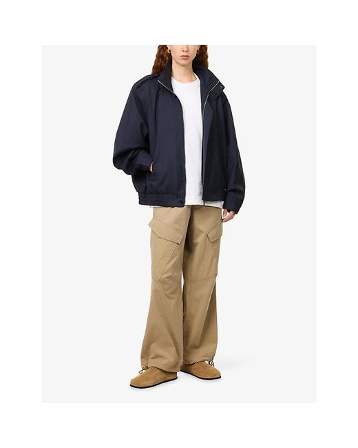 Frankie Shop Blue Kelly High-Neck Woven Jacket