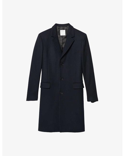 Sandro Blue Single-breasted Wool-blend Coat for men