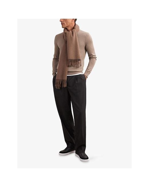 Reiss Brown Wessex Crewneck Wool Jumper for men