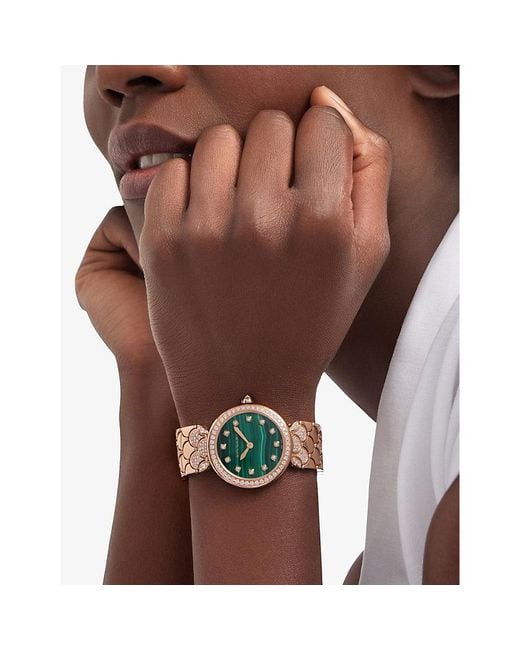 BVLGARI Green Dvp33malpgd12 Divina 18ct Rose-gold And 2.69ct Diamond Quartz Watch