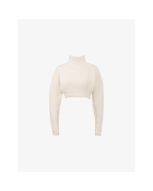 House Of Cb White Cheyenne Cropped Knitted Jumper