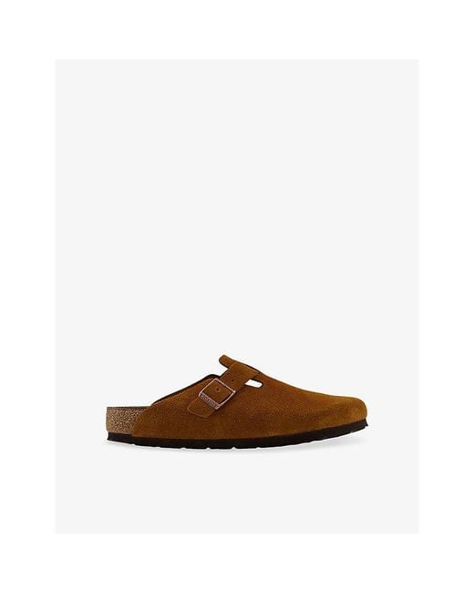 Birkenstock Brown Boston Logo-Embossed Suede-Leather Clogs for men