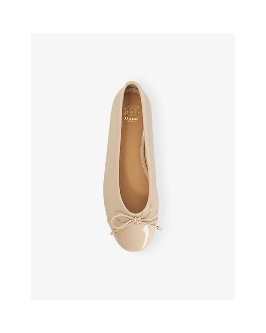 Dune Natural Haliah Patent-Leather Ballet Flats